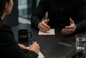 B2B Besprechung mit Lyvron Unterlagen